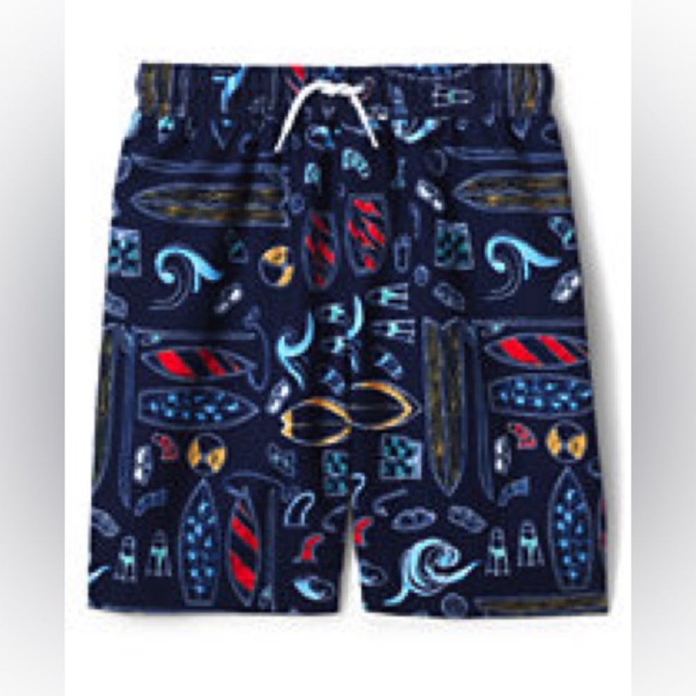 NWT surfboard print swim trunks, L 14-16.